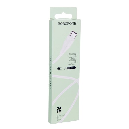 Cable Borofone BX18, Type -C - USB, 3 A, 1 m, PVC braid, white