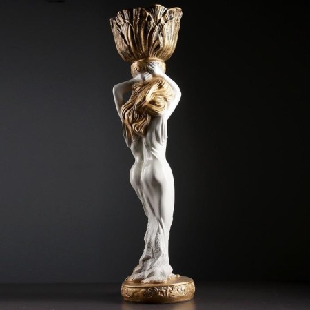 Figure "Girl Standing Kashpo on the head is medium" White-Bronza, 1.5 l / 19x80x19cm-3