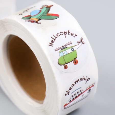 Stick Paper "Such different transport" d = 2.5 cm 500 pcs in a roll 3x6.5x6.5 cm-3