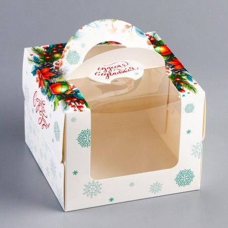 New Year. Box under the bento-port with the window "Make desire", 16 x 16 x 12.5 cm-2