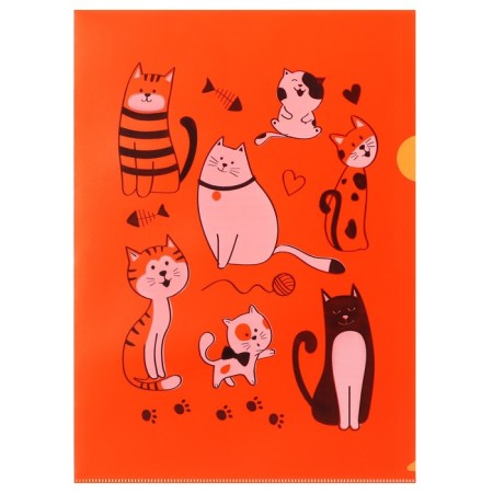 A set of A4, 180 μm folders, calligrata "cats", translucent, 6 pieces, with print, mix-2