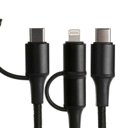 Cable 2 in 1, Type-C-Type-C/Lightning, 60 W, 3 A, Fabric Fabric, 1 meter, black-1