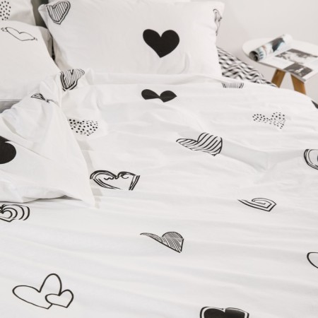 Bed linen 2pas Night is tender Herz 175x215cm, 180x215cm, 70x70cm 2pcs, Poplin 110g HL100%-1