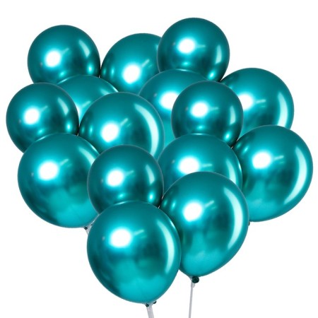 Latex ball 12 "Chrome", metal, set of 5 pcs., Green color-1