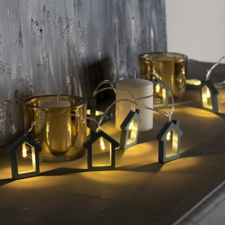 Garland “thread” 1.5 m with nozzles “Blue House”, IP20, Transparent thread, 10 LED, warm white glow, AAH2