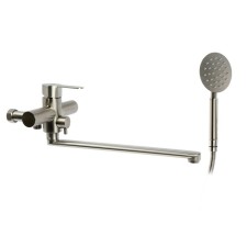 Bath mixer Zein ZS2648, cartridge ceramics 35 mm, with a shower set, stainless steel. steel