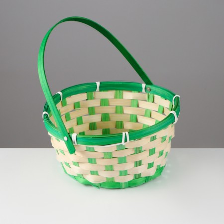 Wicker basket, 21 x 21 x 10/24 cm, bamboo, green-1