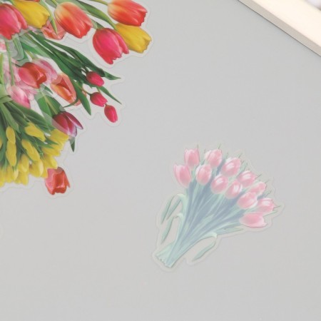 Plastic stickers "Spring flowers. Tulips" set 40 pcs 15x8 cm-3