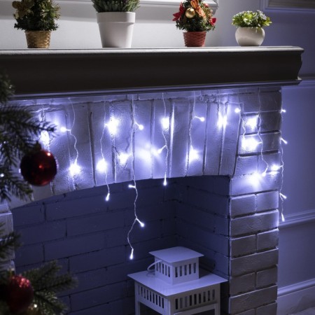 Garland "fringe" 1.8 × 0.5 m, IP20, transparent thread, 48 LED, white glow, 8 modes, 220 V-1