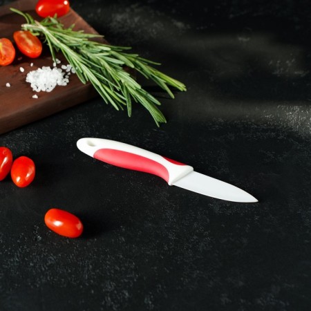 Knife ceramic shade "Capter", blade 7 cm, red color-7