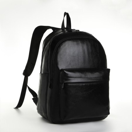 City backpack on a zipper, black color