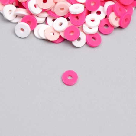 A set of beads made of polymer clay "Astra" 6 mm, 20 g, raspberry-white mix-1