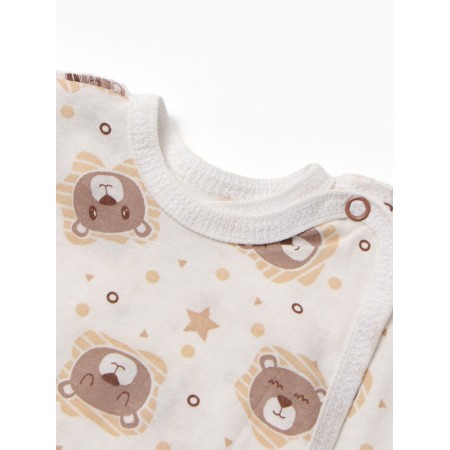 A set for a newborn (hat/blouse/slider) "lion", milk color, height 62 cm-1