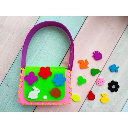 Designer made of felt "handbag with icons"-1