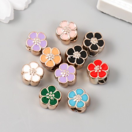 Beads for creativity plastic "Flower Bright middle" mix set 10 pcs 1.1x1 cm