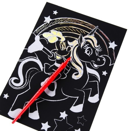 Engraving with a rainbow base, A5 Minnie Mouse format, Minnie Mouse and unicorn-1