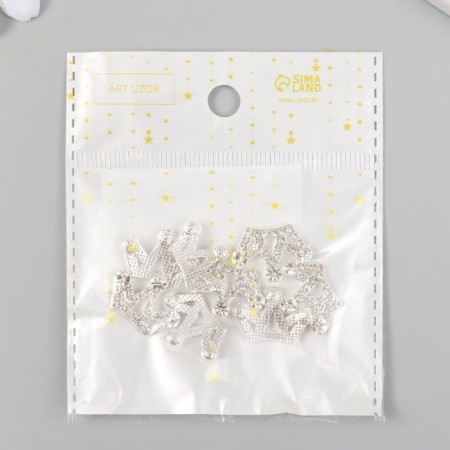 Decor for creativity Metal "Crown" silver, rhinestones 1.4x2 cm-4