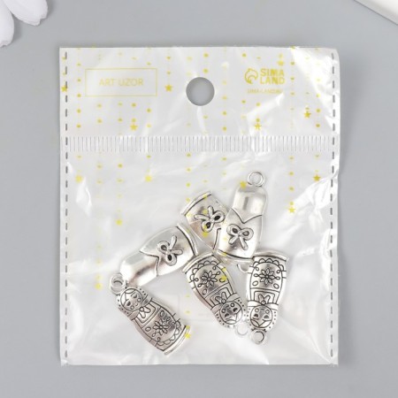 Decor for creativity Metal "Matryoshka" silver 2.7x1.1 cm-3
