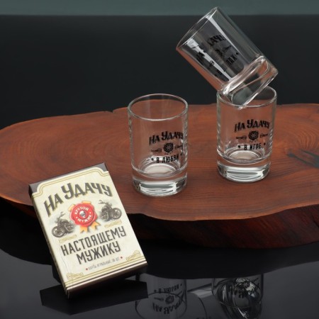 Gift set "For good luck. A real man ", glasses and cards-3