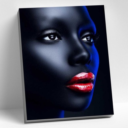Picture on the numbers "Girl with red lips", 40 × 50 cm, 13 colors
