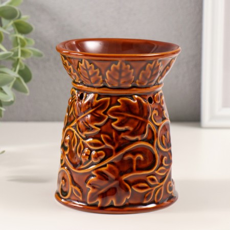 Aroma lamp ceramics "plant pattern" caramel 9.5x9.5x12 cm-2