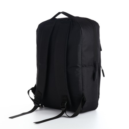 Male backpack on a zipper, 4 outer pockets, with USB, black color-1