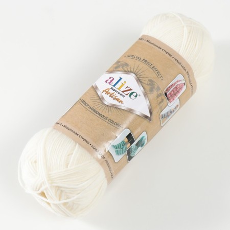 Yarn "Superwash Artisan" 75% wool, 25% polyamide 420m/100g (01 cream)-1