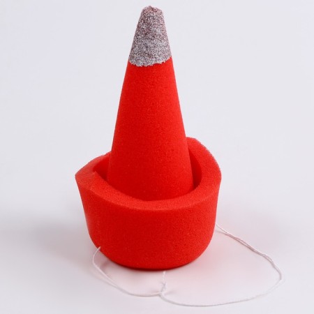 Clown carnival cap on elastic band, red, foam-1