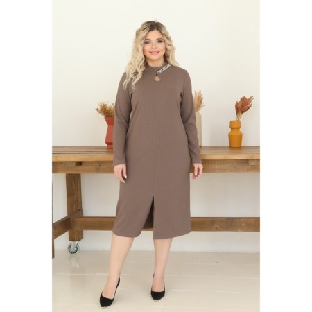 Women's dress, size 50, brown color-16