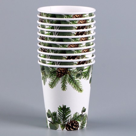 A single -paper cup "Happy New Year", spruce branches-4