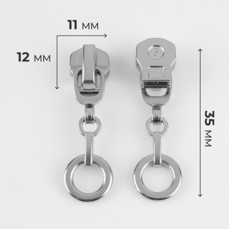 Automatic lock for metal zippers, No. 5, decorative, 10 pcs, Nickel color-2