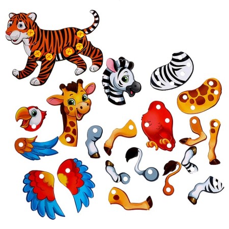 Designer "Cute animals", 50 details, 4 cards-1
