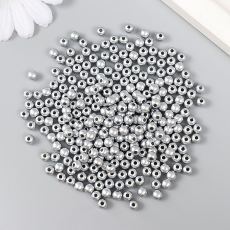 Set of beads "needlework" plastic, diameter 5 mm, 25 g, silver-1