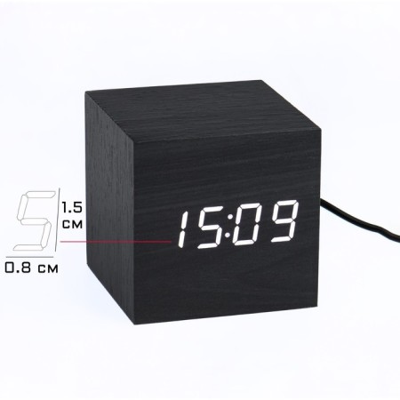 Clock - an alarm clock electronic "digit" with a thermometer, wooden, 6.5 cm, aaa, USB-4
