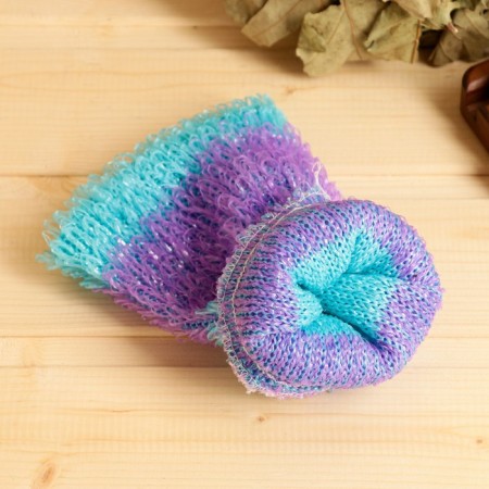 Knitted washcloth "Mitten. Strip", mix, 23x12cm-2