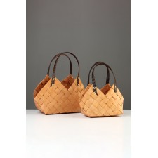 Set 2 pcs of wicker baskets, 30x17x19, 24x14x15 cm handle h = 10 cm, natural