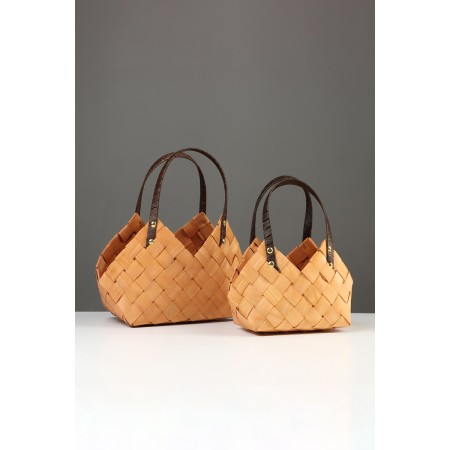 Set 2 pcs of wicker baskets, 30x17x19, 24x14x15 cm handle h = 10 cm, natural