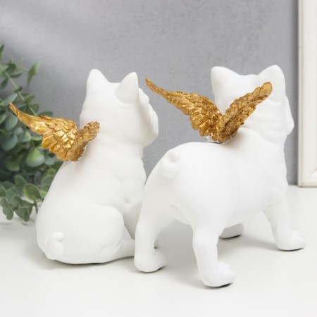 Polystone souvenir "Bulldogs with wings" white set 2 pcs 16.5x10.5x13.5 16.5x111.5x18.5 cm-5