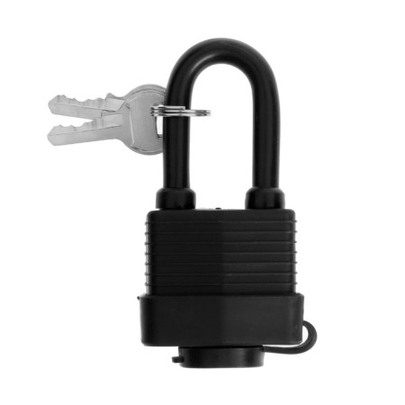Lockland hinged lock, 40 mm, moisture -proof, long puff, 2 keys, black color-2