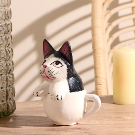 Souvenir tree "Cat in a white cup" 12x13x17 cm mix-2