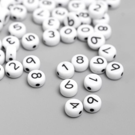 Beads for creativity plastic "Black numbers on white" set of 20 grams 0.7x0.7x0.4 cm-1
