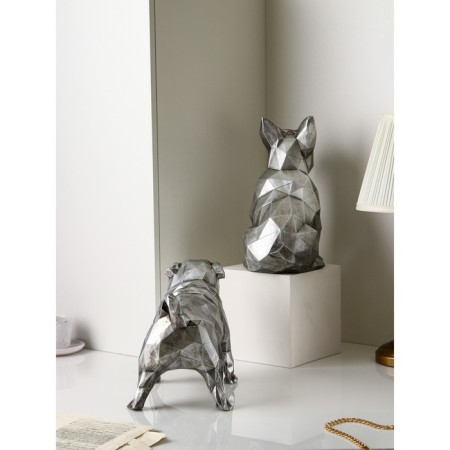 A set of figures "Bulldog", geometry, polystone, 34 cm, silver color-1