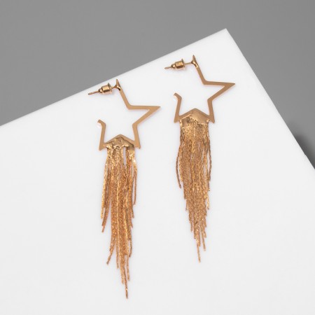 Earrings hanging "rain" star, color gold, 7 cm-3