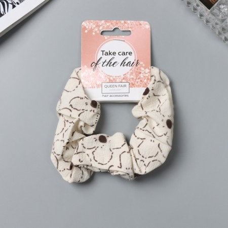 Hair gum "Orbit" Flowers style, 10 cm, brown-beige