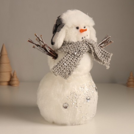 Decor "Snowman in a header-ear and scarf" 16x13x24 cm-1