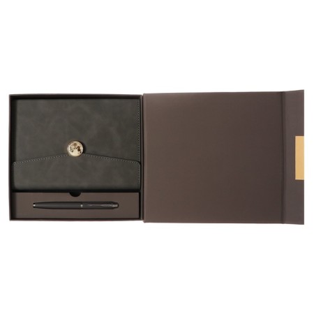 Organizer on the rings A6+, 80 sheets, leatherette, with a valve, a line, with a handle, in a gift box, gray-1