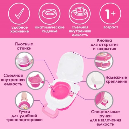 Pot of children's road, folding, figurative, lining for the toilet, pink color, crush me-1