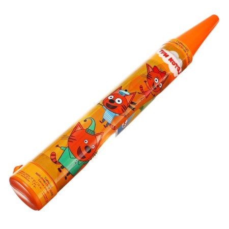 A set for drawing 114 items in a plastic tube, "three cats" (wax pencils 12 colors + stickers + notebook)-2