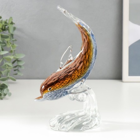 Souvenir Glass "Dolphin on the Wave" under the Muranian glass mix 20.5x10 cm-1