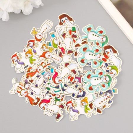 Stickers for creativity "Snowmen-iltus" embossing gold set 48 pcs 9x7x0.8 cm-2